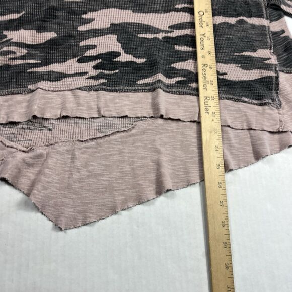 Dylan V-Neck Thermal Shirt Camouflage Asymmetric Raw Hem Streetwear Top SMALL - Picture 6 of 10